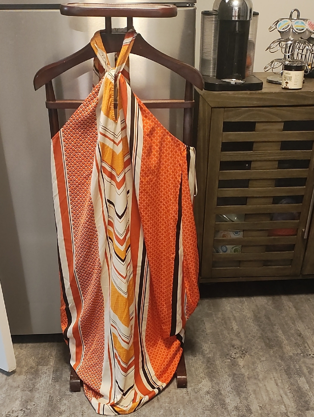 Banana Republic Orange, White & Yellow Patterned Halter Drapery Panel
